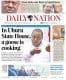 Daily nation newspaper's cover page. Teachers will now receive free e-papers after KNUT, NMG signed deal.