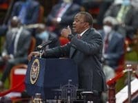 resident Uhuru Kenyatta makes his remarks during the launch of the BBI Report at the Bomas of Kenya on Monday. The Head of State urged Kenyans to support BBI saying the proposed reforms are aimed at uniting the nation, ensuring sustained peace and addressing youth unemployment among other national challenges.