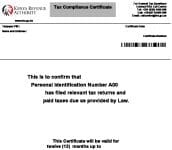 The KRA Tax Compliance Certificate (TCC).