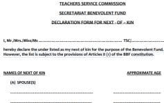 TSC Next of Kin Form pdf download.