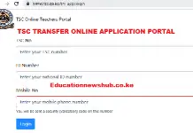 TSC online transfer application portal login.