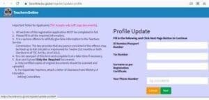 TSC profile update online portal