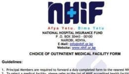 NHIF change of facility form