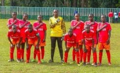 St Joseph Girls soccer team from Kitale TransNzoia County, Rift Valley Region, pose for a group photo during a past match.